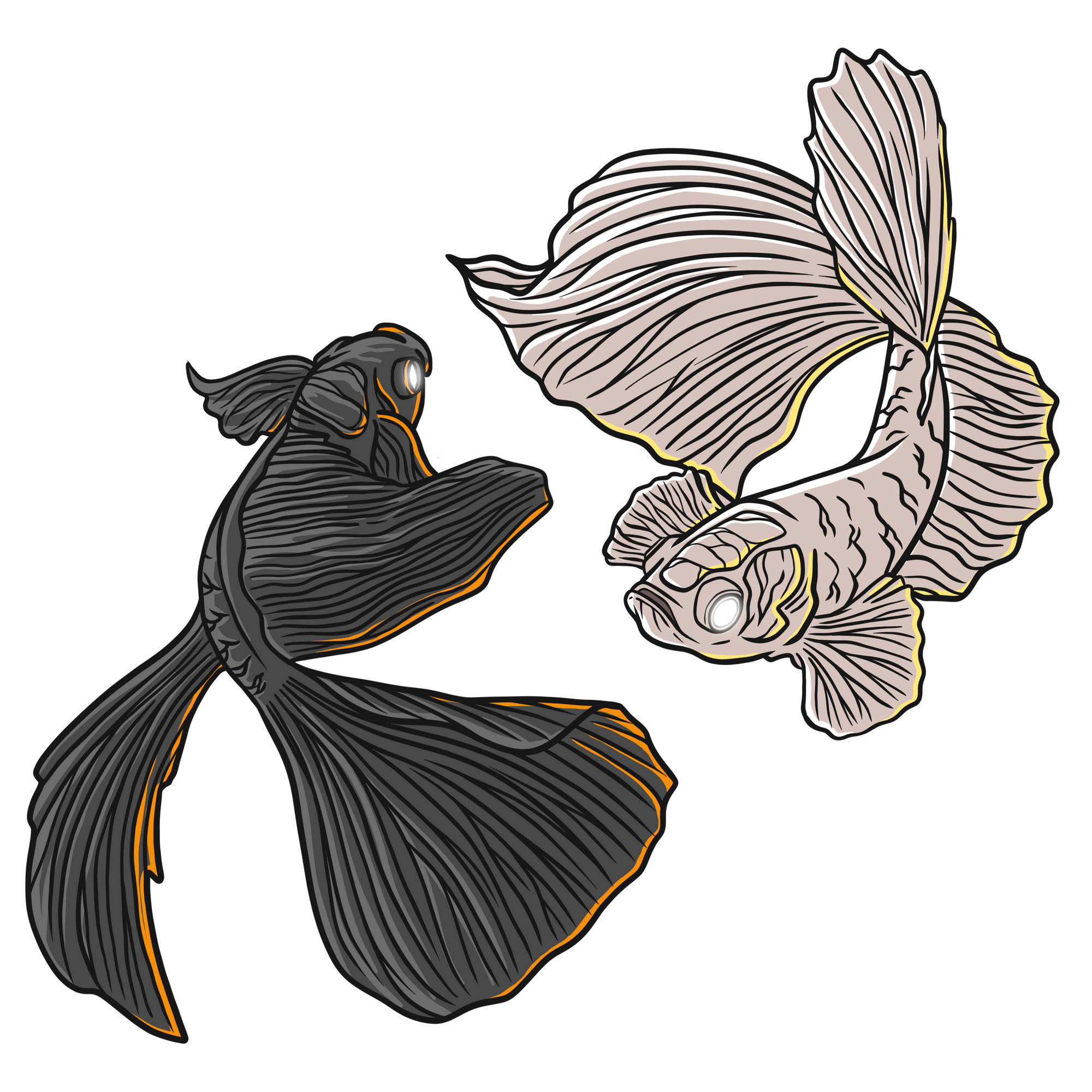 two koi fish an a yin yang pattern